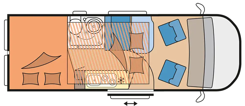 Hobby ONTOUR VAN 600 FTR mit Aufstelldach Grundriss